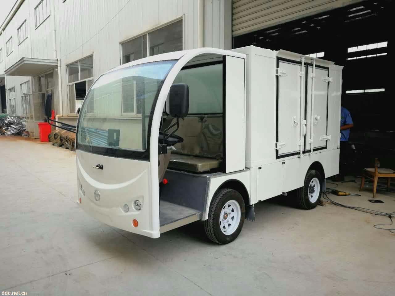 2吨带顶棚电动搬运车 场内电动平板拉货车