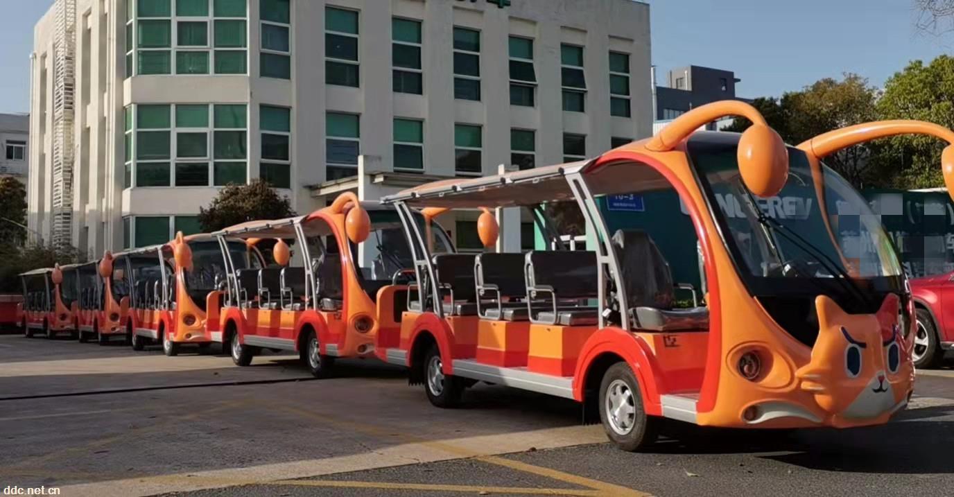 卡通14座敞开式电瓶观光车、景区游览电瓶车