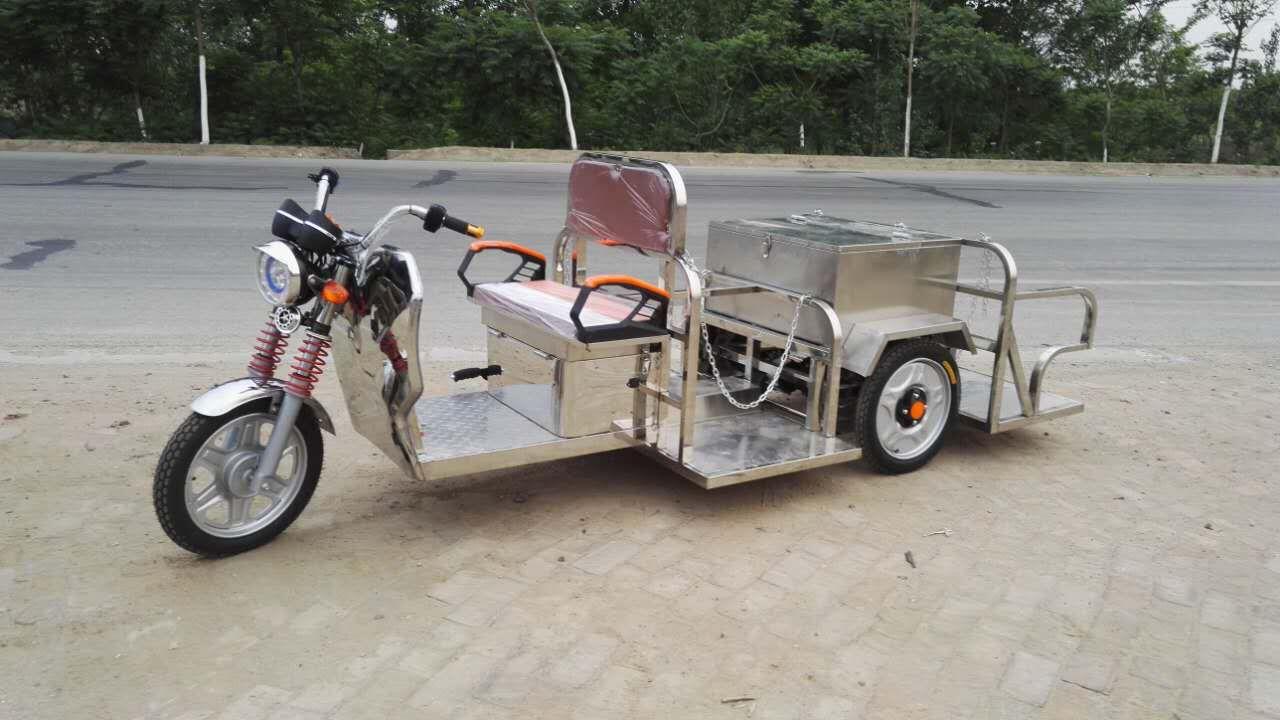 定做不锈钢四桶电动清运垃圾车