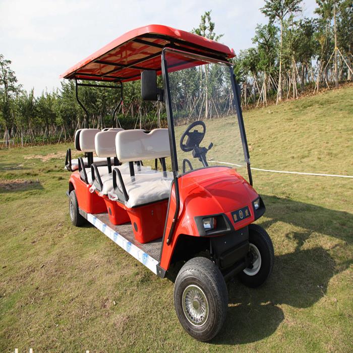 红色6+2座电动高尔夫球车